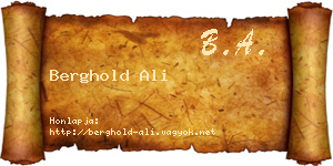 Berghold Ali névjegykártya